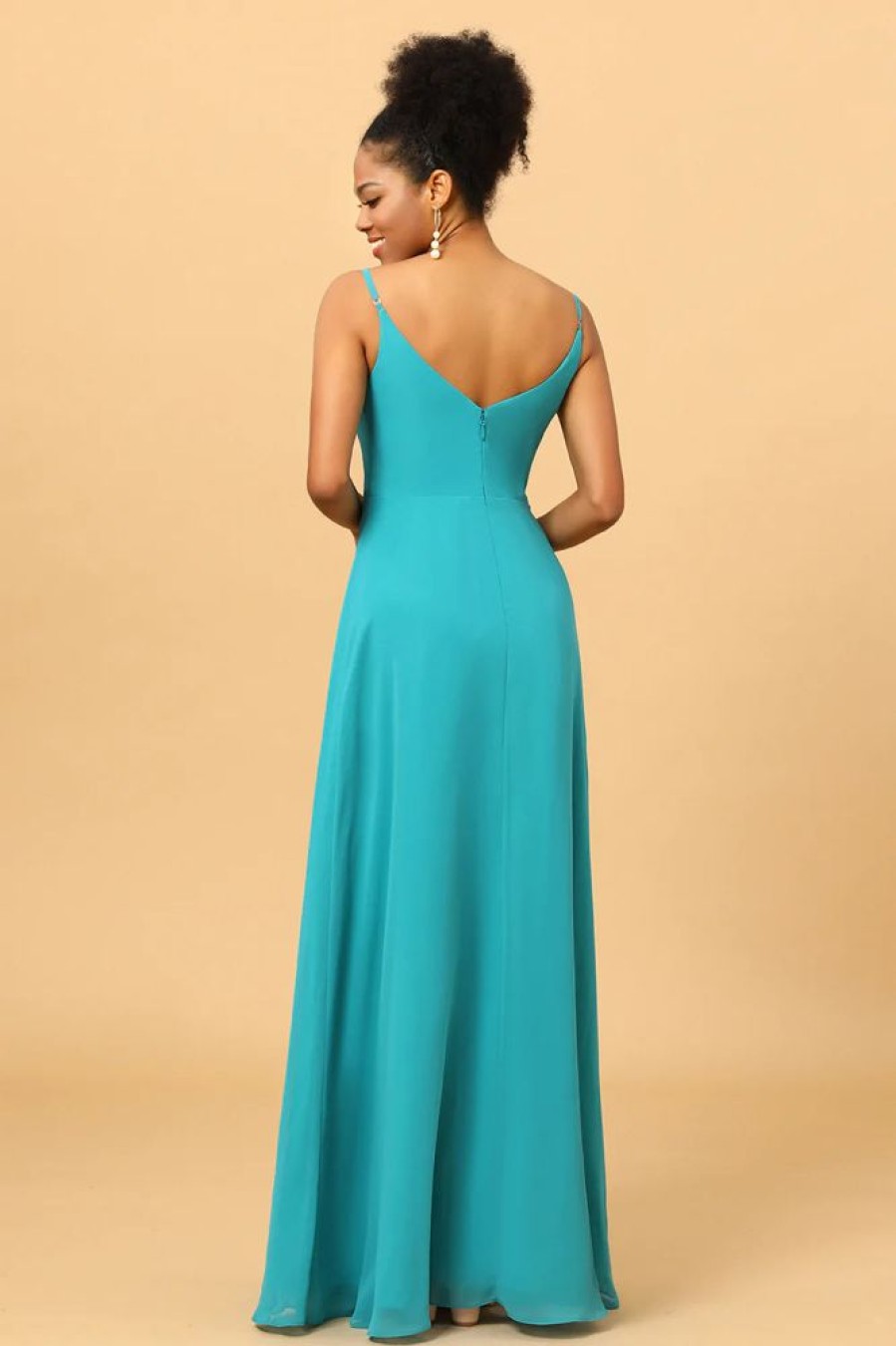 Homrain Spaghetti Straps Chiffon Bridesmaid Dress | Wedding Guest Dresses