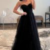 Homrain Sweetheart Tulle A-Line Prom Dress | Black Prom Dresses