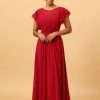 Homrain Chiffon Bridesmaid Dress With Ruffles Sleeves | Bridesmaid Dresses 2024