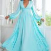 Homrain Light Green Chiffon Long Prom Dress With Slit | Green Prom Dresses