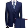 Homrain Navy 3 Pieces Slim Fit Tuxedo Suits | Groom Suits