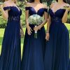 Homrain A-Line Corset Long Chiffon Bridesmaid Dress With Lace | Wedding Guest Dresses