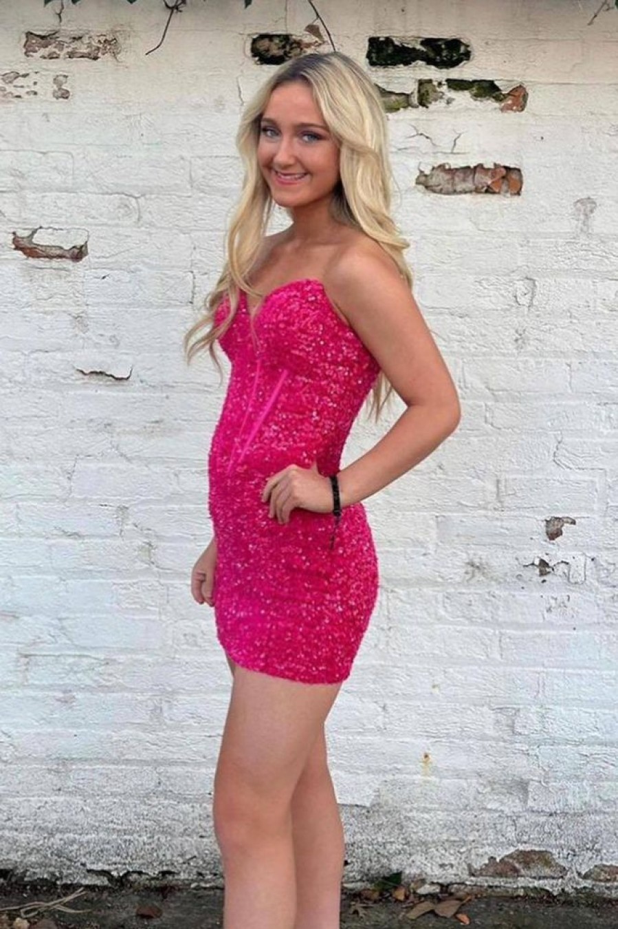 Homrain Sweetheart Sequins Tight Short Homecoming Dress | Pink Hoco Dresses