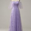 Homrain Off Shoulder Lavender Prom Dress With Ruffles | Purple Prom Dresses