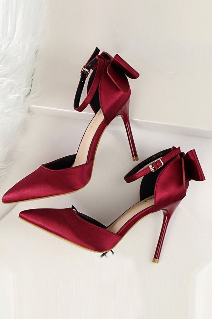 Homrain Satin Prom Heels With Bowknot | Shoes