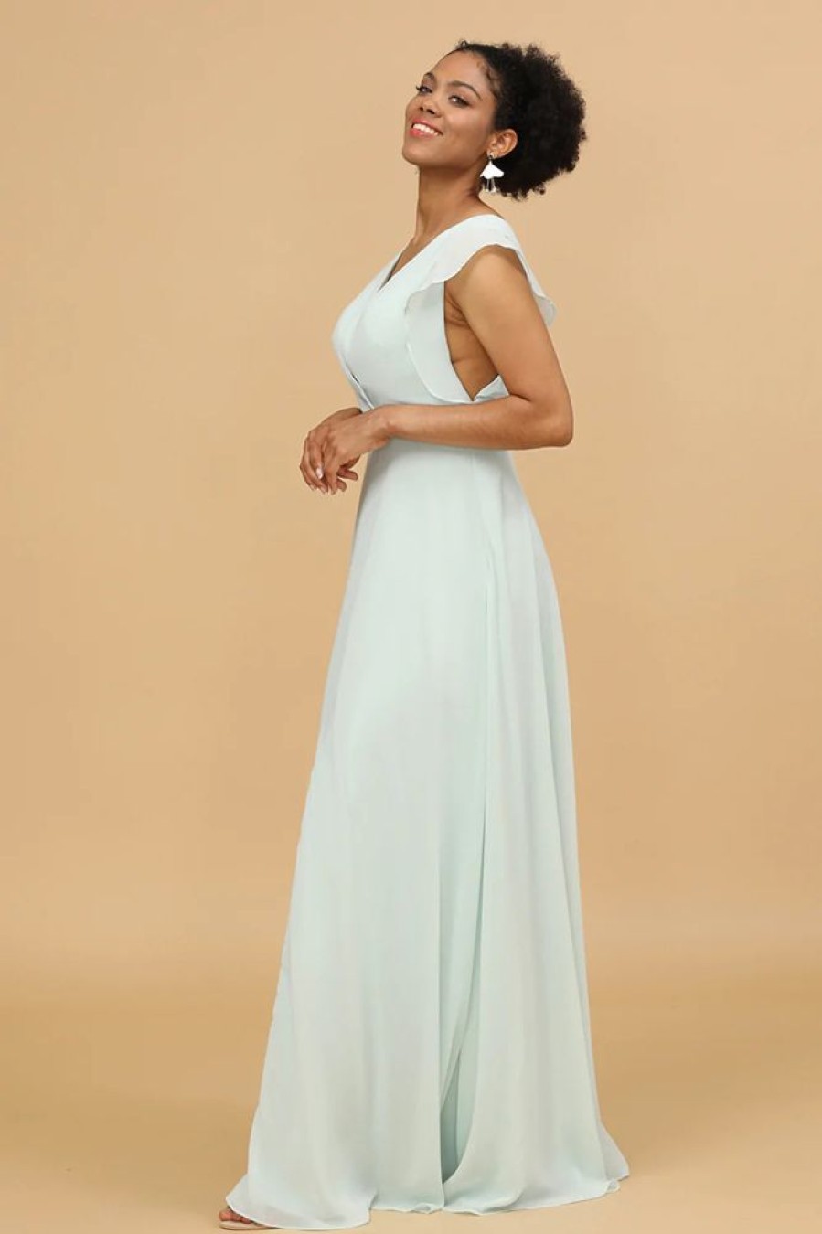 Homrain Chiffon V-Neck Bridesmaid Dress | Bridesmaid Dresses 2024