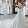 Homrain Long Chiffon Boho A-Line Wedding Dress With Lace | Lace Wedding Dresses