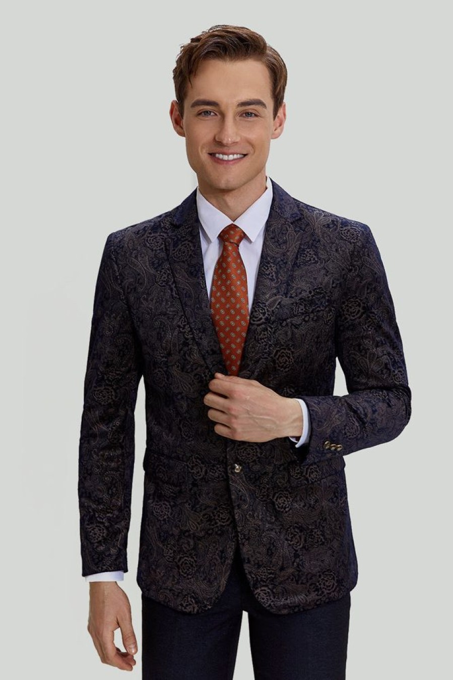 Homrain Jacquard Satin Notched Lapel Men'S Blazer | Men Blazers