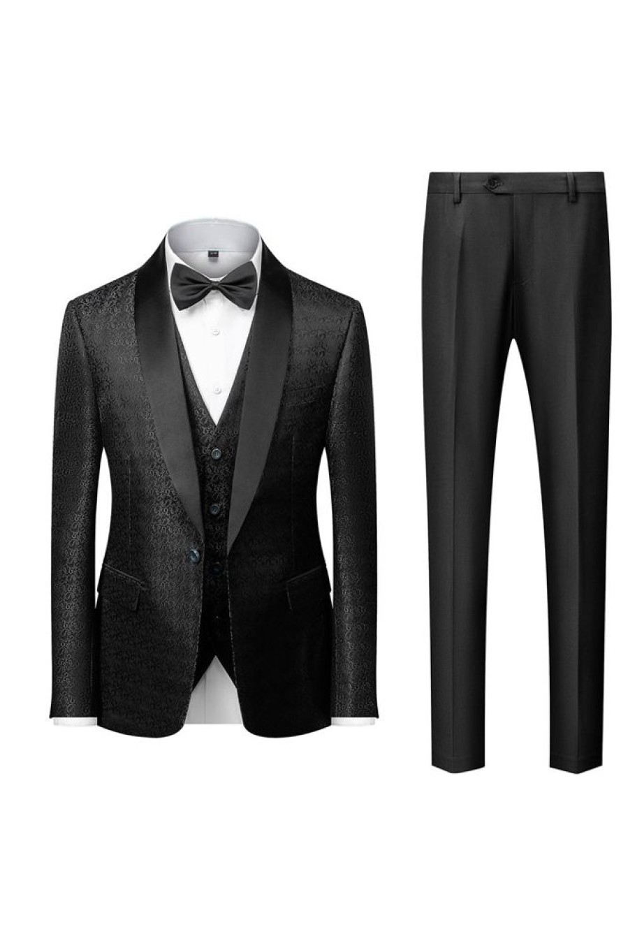 Homrain Shawl Lapel Jacquard 3 Pieces Men'S Suits | Men'S Suits & Tuxedos