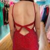 Homrain Sparkly Sequins Open Back Tight Short Hoco Dress | Red Hoco Dresses