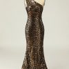 Homrain Mermaid One Shouler Sequins Prom Dress | Gold Prom Dresses