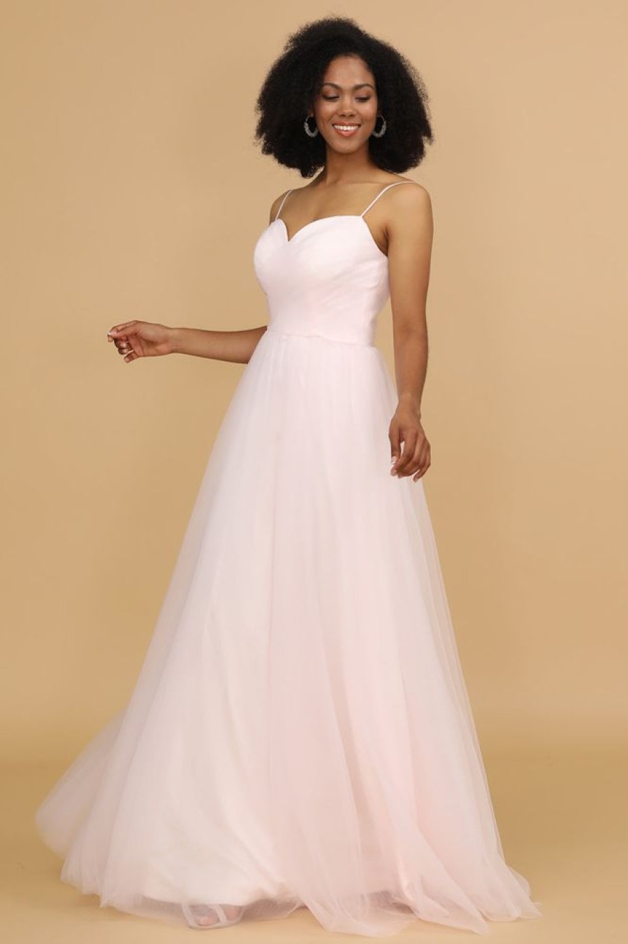 Homrain Spaghetti Straps Tulle Bridesmaid Dress | Bridesmaid Dress Under 100