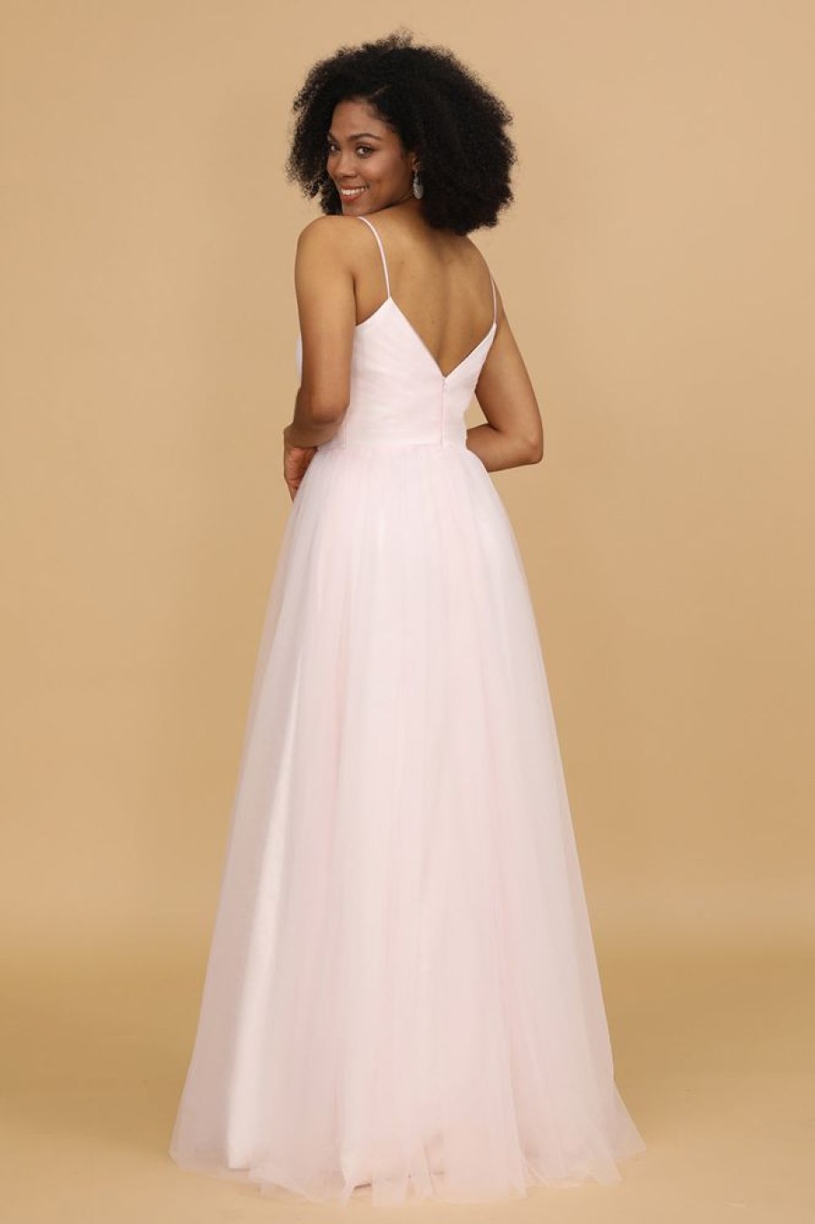 Homrain Spaghetti Straps Tulle Bridesmaid Dress | Bridesmaid Dress Under 100