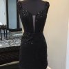 Homrain Sparkly Corset Fringed Sequin Tight Short Homecoming Dress | Black Hoco Dresses