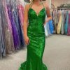 Homrain Mermaid Halter Sequins Long Prom Dress With Backless | Green Prom Dresses