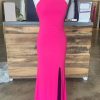 Homrain Sheath Halter Hot Pink Long Prom Dress With Silt | Hot Pink Prom Dresses