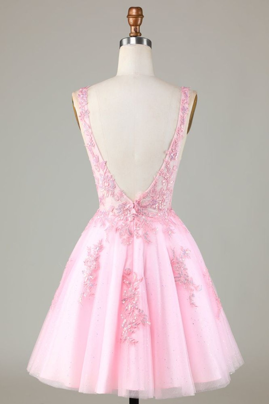 Homrain Glitter Cute Homecoming Dress With Appliques | Pink Hoco Dresses