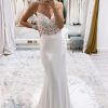 Homrain Mermaid Sweep Train Boho Long Mermaid Wedding Dress With Lace | Beach Wedding Dresses