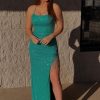 Homrain Mermaid Sparkly Sequins Long Prom Dress With Tassel | Green Prom Dresses