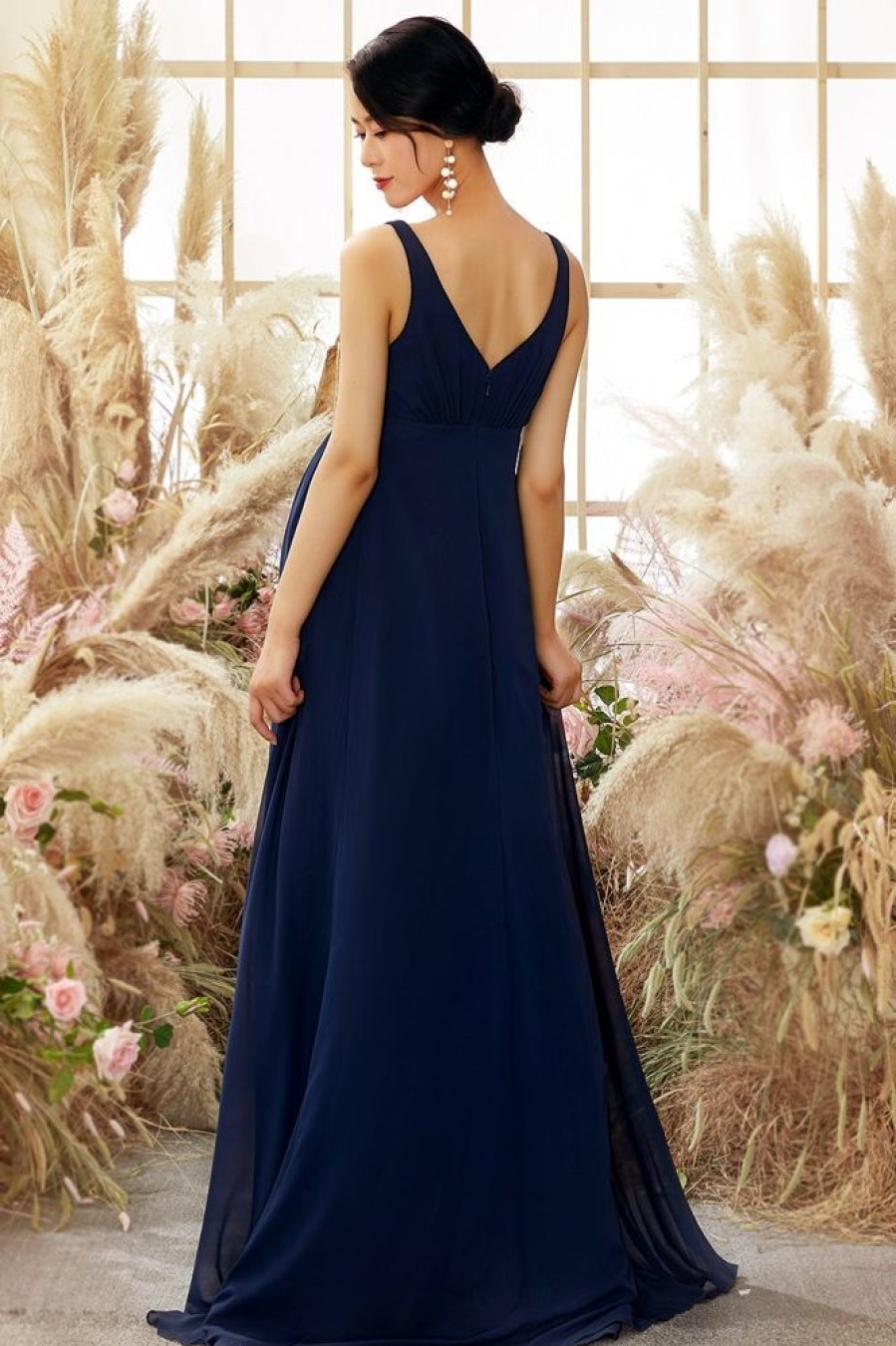 Homrain V Neck Long Maternity Bridesmaid Dress | Wedding Guest Dresses