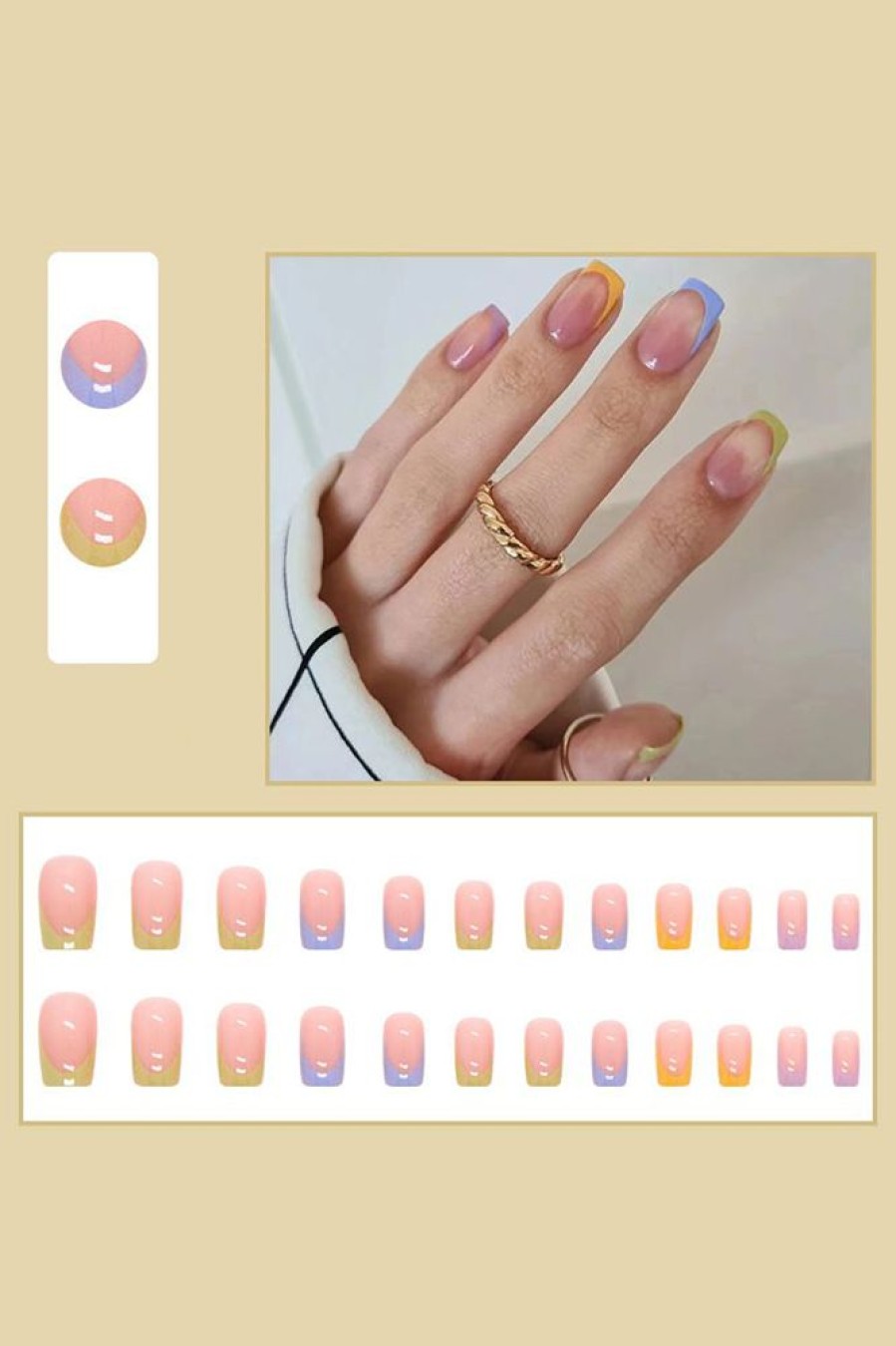 Homrain 24 Pcs Colorful Press On Nails Short False Nail | Nails