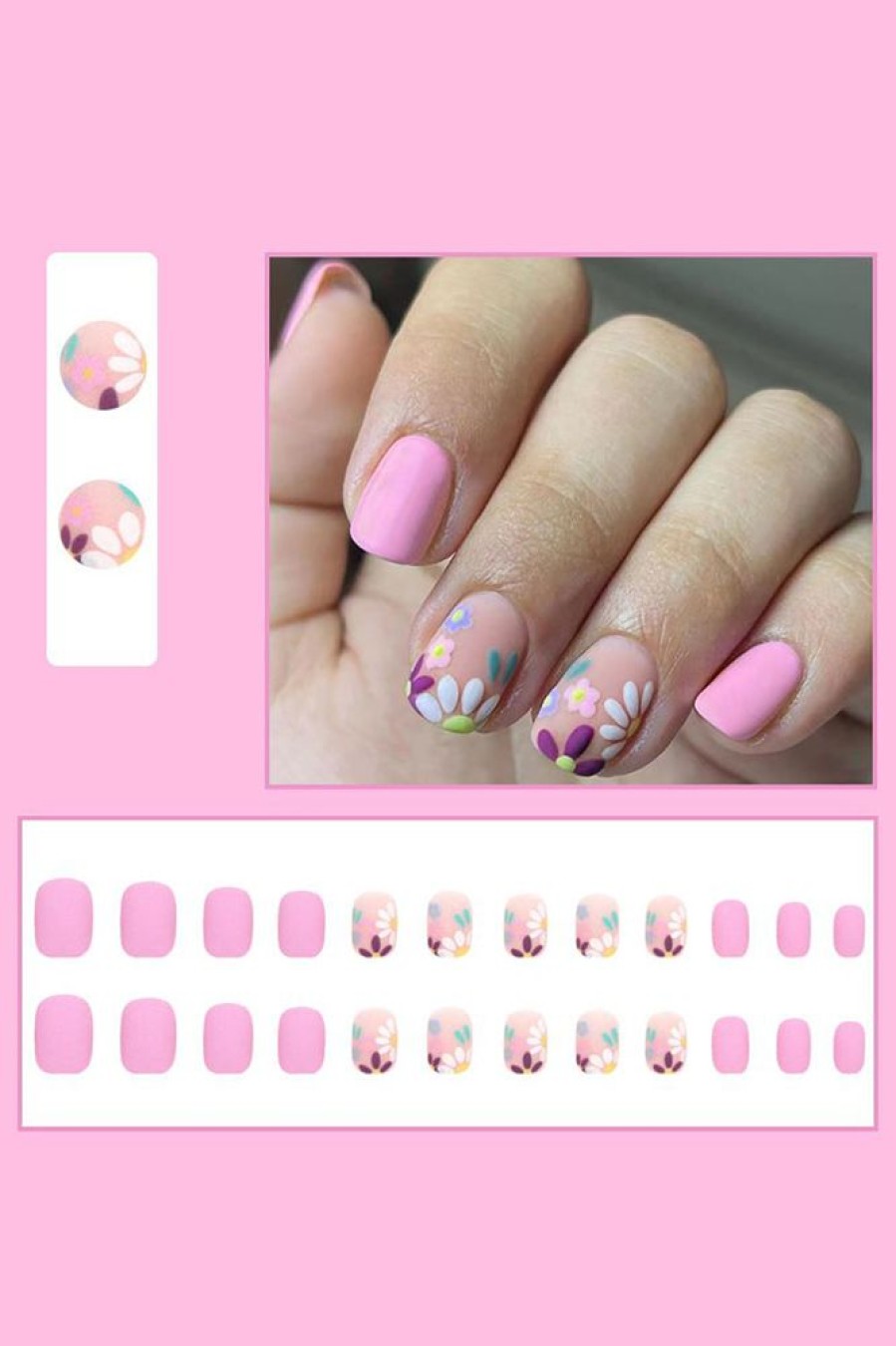 Homrain 24 Pcs Colorful Press On Nails Short False Nail | Nails