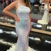 Homrain Mermaid One Shoulder Sequins Long Prom Dress With Silt | Blue Prom Dresses