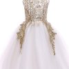 Homrain A Line Round Neck Flower Girl Dress With Appliques | Flower Girl Dresses