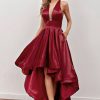 Homrain High Low Prom Dress With Pockets | Red Prom Dresses