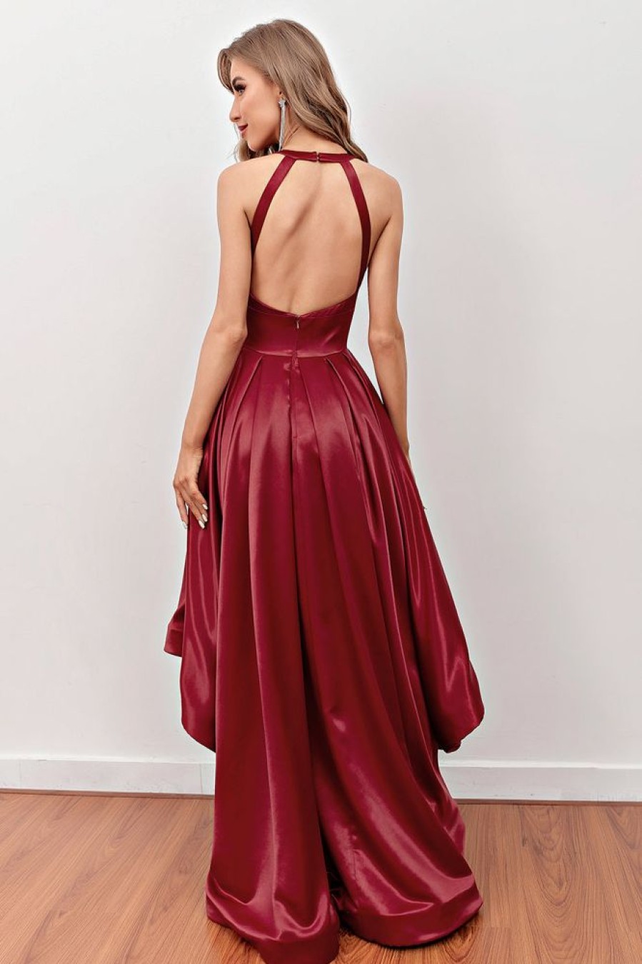 Homrain High Low Prom Dress With Pockets | Red Prom Dresses