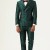 Homrain Green Jacquard Double Breasted 2 Piece Men'S Suits | Homecoming Suits