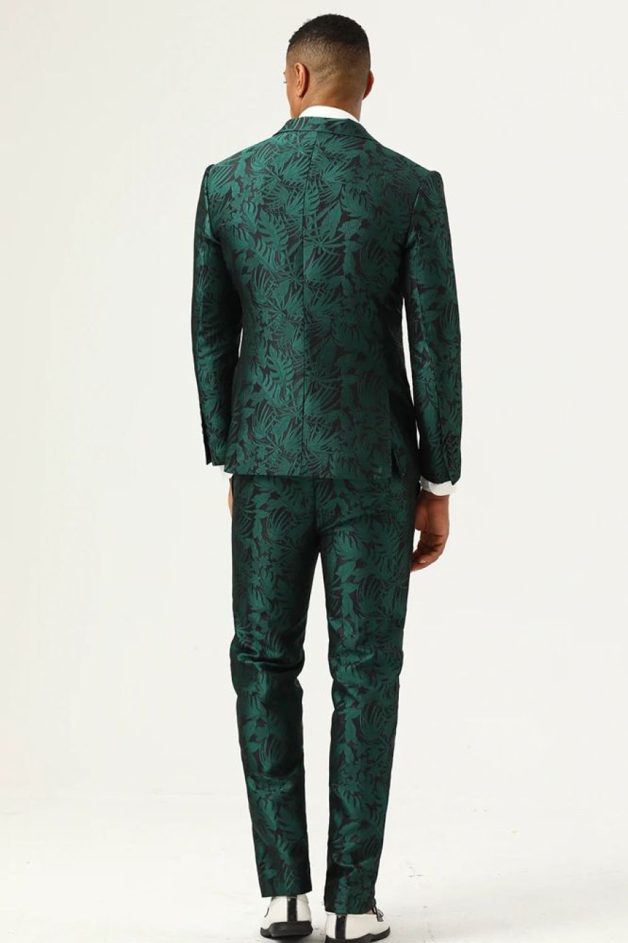 Homrain Green Jacquard Double Breasted 2 Piece Men'S Suits | Homecoming Suits