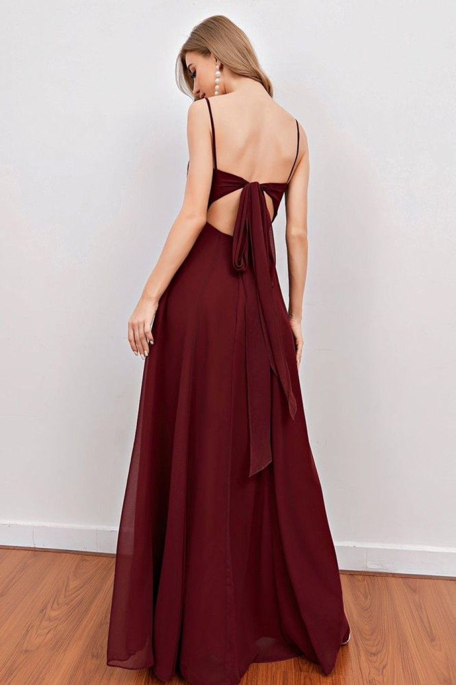 Homrain Spaghetti Straps Long Bridesmaid Dress With Split | Bridesmaid Dresses