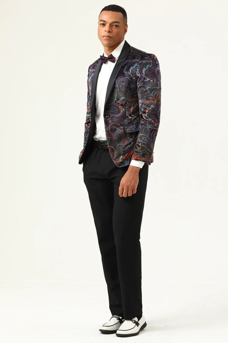 Homrain One Button Jacquard Shawl Lapel Men'S Prom Blazer | Men Blazers