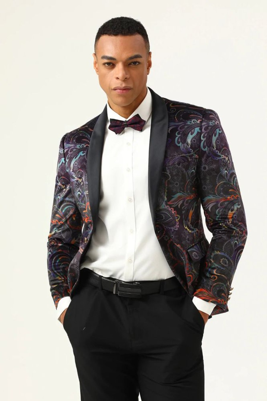 Homrain One Button Jacquard Shawl Lapel Men'S Prom Blazer | Men Blazers