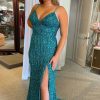 Homrain Sparkly Mermaid Sequins Long Prom Dress With Fringes | Blue Prom Dresses