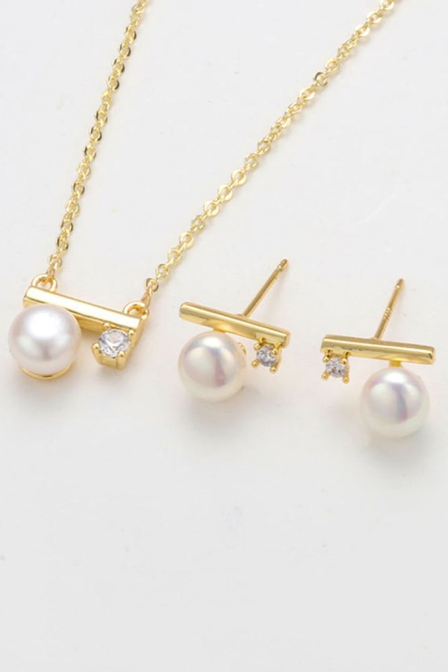 Homrain Pearls Necklace Earrings Set | Necklace