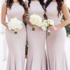 Homrain Fitted Bateau Long Mermaid Bridesmaid Dress | Boho Bridesmaid Dresses