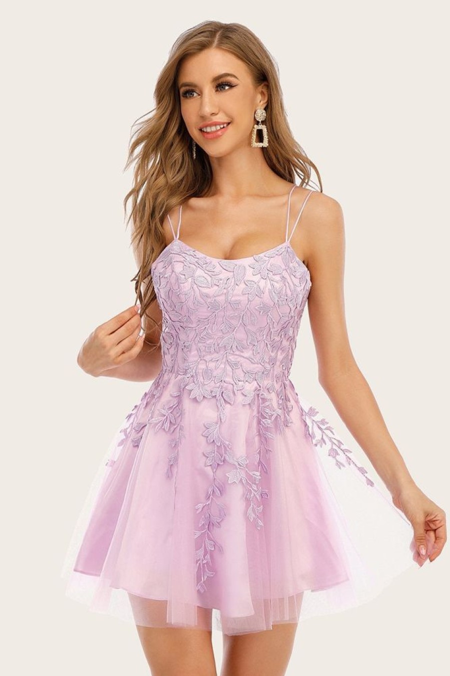 Homrain Spaghetti Straps Homecoming Dress | Purple Prom Dresses