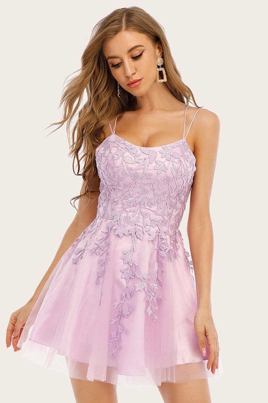 Homrain Spaghetti Straps Homecoming Dress | Purple Prom Dresses