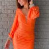 Homrain Ruched Tight Homecoming Dress | Orange Prom Dresses