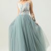 Homrain A Line Strapless Long Prom Party Dress | Green Prom Dresses