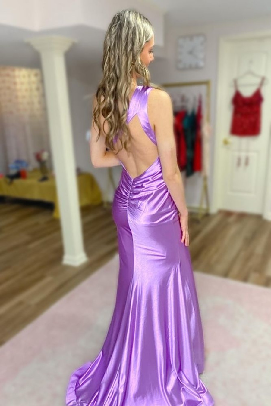 Homrain Mermaid One Shoulder Long Prom Dress | Purple Prom Dresses