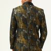 Homrain Yellow Jacquard Double Breasted Shawl Lapel Men'S Prom Blazer | Men Blazers