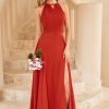 Homrain Brown Open Back Bridesmaid Dress | Bridesmaid Dress Under 100