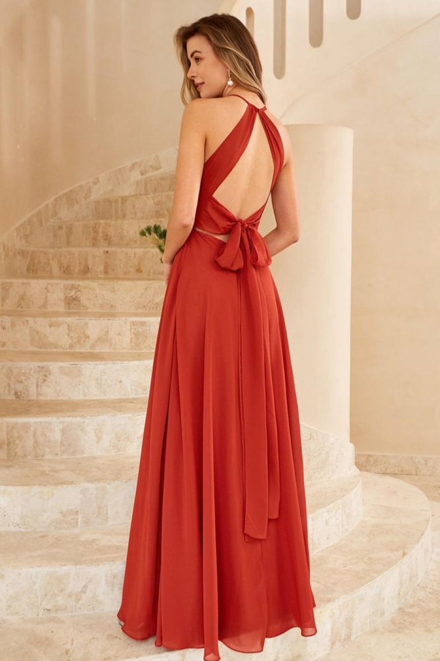 Homrain Brown Open Back Bridesmaid Dress | Bridesmaid Dress Under 100