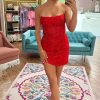 Homrain Corset Lace Sleeveless Tight Short Homecoming Dress | Red Hoco Dresses