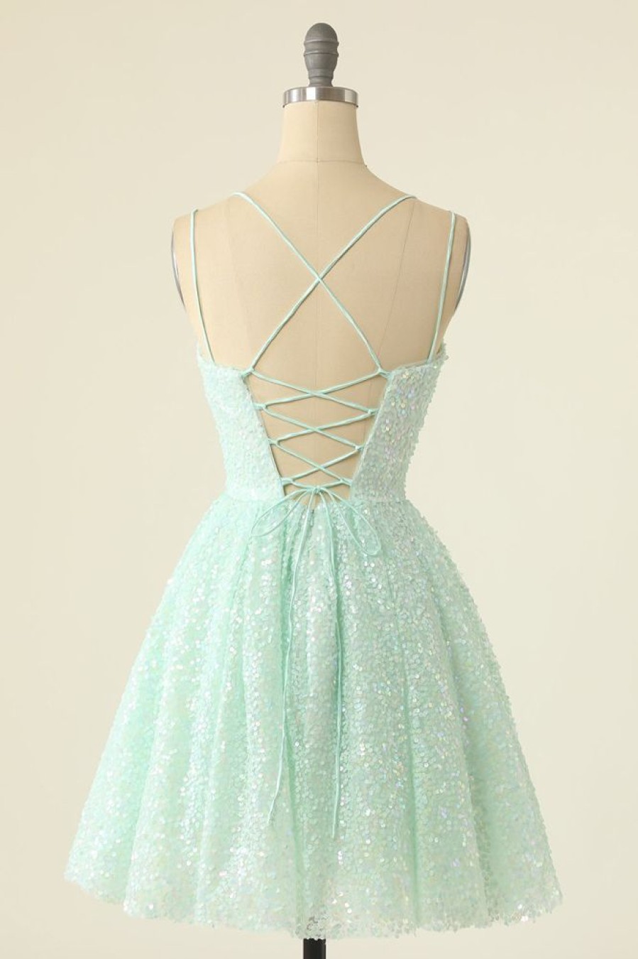 Homrain Sequined A-Line Homeoming Dress | Green Hoco Dresses