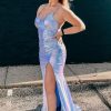 Homrain Sequins Mermaid Prom Dress With Slit | Blue Prom Dresses