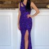 Homrain Mermaid One Shoulder Sequins Long Prom Dress | Purple Prom Dresses